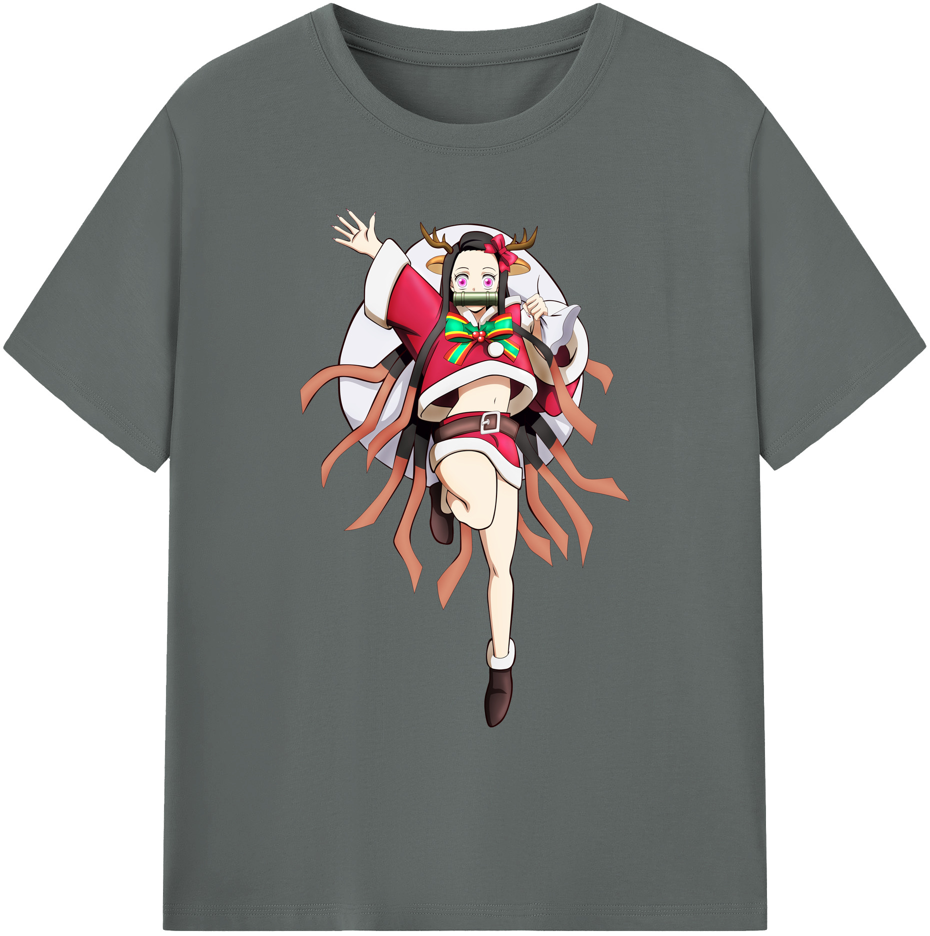 （画像用） 鬼滅の刃（きめつのやいば）竈門 禰󠄀豆子／かまど ねずこ Kamado Nezuko 綿100％ メンズ半袖Tシャツ｜肌触りやわらか＆通気性
